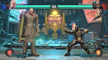 Nemesis & Strider Hiryu vs Black Panther & Captain America (Hardest AI) - Marvel vs Capcom: Infinite