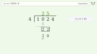 1024/4 Long Division — Step-by-Step | Tiger Algebra Solver