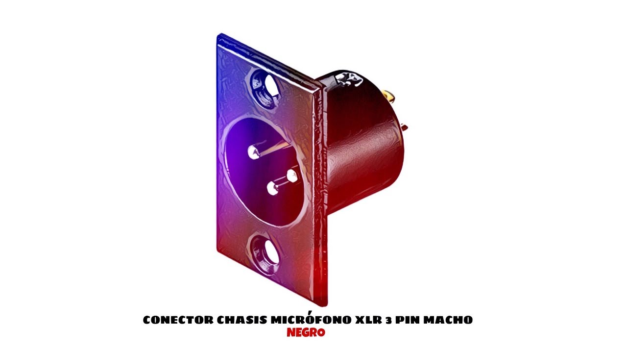 Conector chasis microfono XLR 3 pin macho Negro distribuido por CABLEPELADO ®