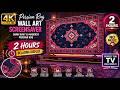 🟣 Dark Navy & Magenta Persian Rug 4K – Geometric Floral Carpet Wall Art | Samsung Frame TV | 2 HOURS