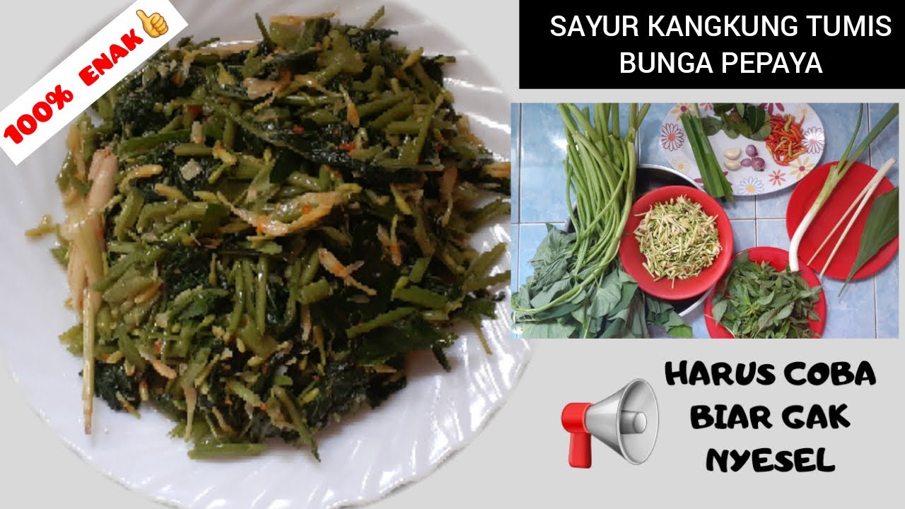 Cara bikin sayur kangkung  tumis  bunga  pepaya  YouTube