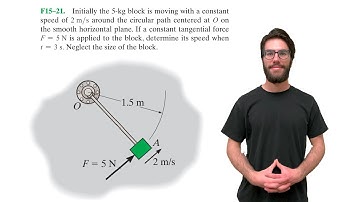 Initially the 5-kg block is moving with a constant speed of 2 m/s around the circular path - F15-21
