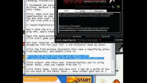 How to Inject Lethargy Trainer (built-in Bypass) into Maplestory