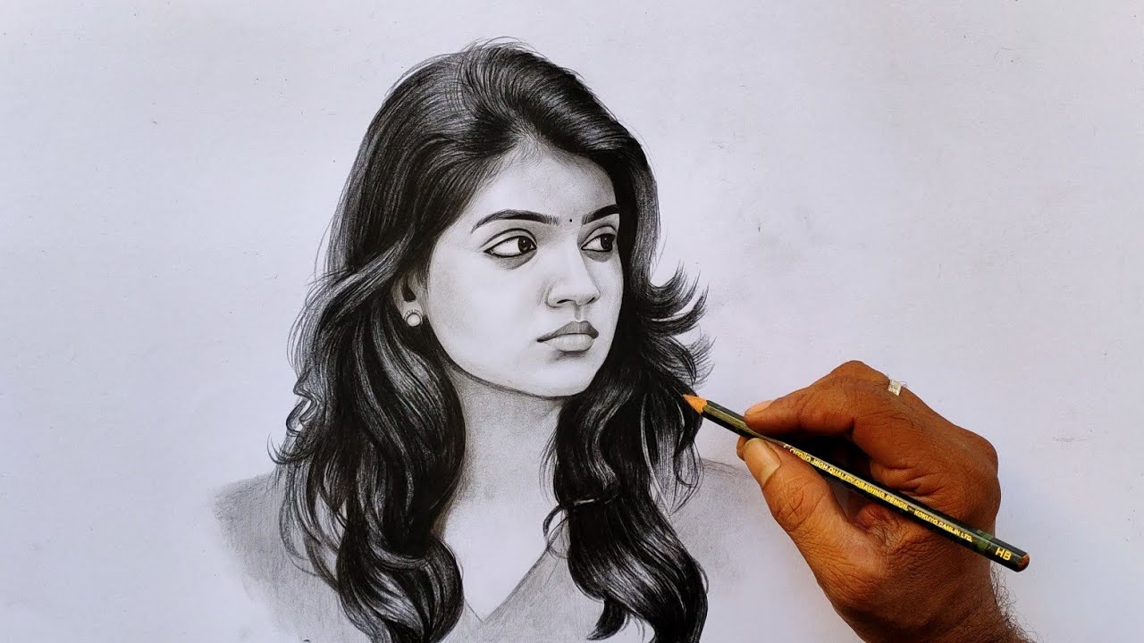 Nazriya Nazim Pencil Drawing and Shading Video for Beginners | Live Art  Chennai - YouTube