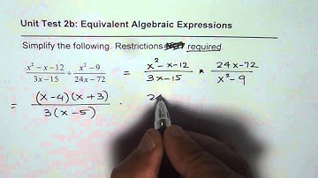 How to Divide Rational Expressions and Write Restrictions TEST Example