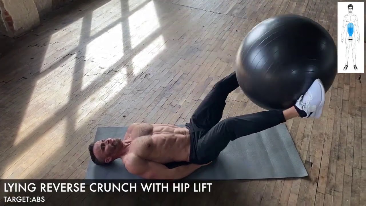swiss ball reverse crunch + hip lift YouTube
