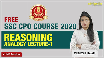 FREE SSC CPO COURSE 2020 | Reasoning(Analogy) Lecture-1 | By Munesh ma
