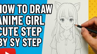 How To Draw Anime girl cute step by step I Easy Anime Drawing Tutorial #animedrawing #anime