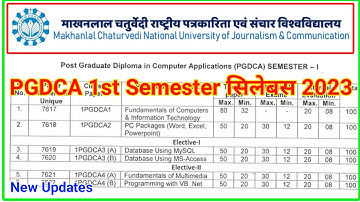PGDCA 1st Semester Syllabus  2023 | MakhanLal Chaturvedi University pgdca Syllabus 2023 |