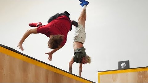 Trampwall Video Gone Wrong - Worlds first vampire combo on trampoline wall? @DillonVance247