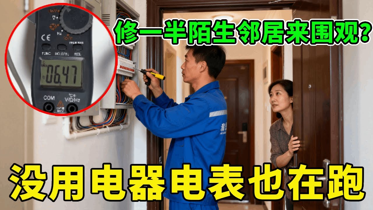 家里没用电器电表却不停跑，修一半陌生邻居突然来围观，你们觉得这个故障是意外吗？【城阳电工电路】