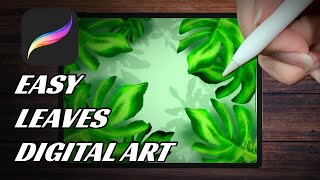 EASY DIGITAL ART FOR BEGINNERS | Monstera Leaves Design Time-lapse | Procreate on iPad Pro