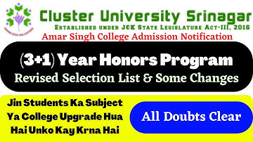 3+1 UG Honors Program Revised Selection List & Some Changes | All Doubts Clear | Cluster University