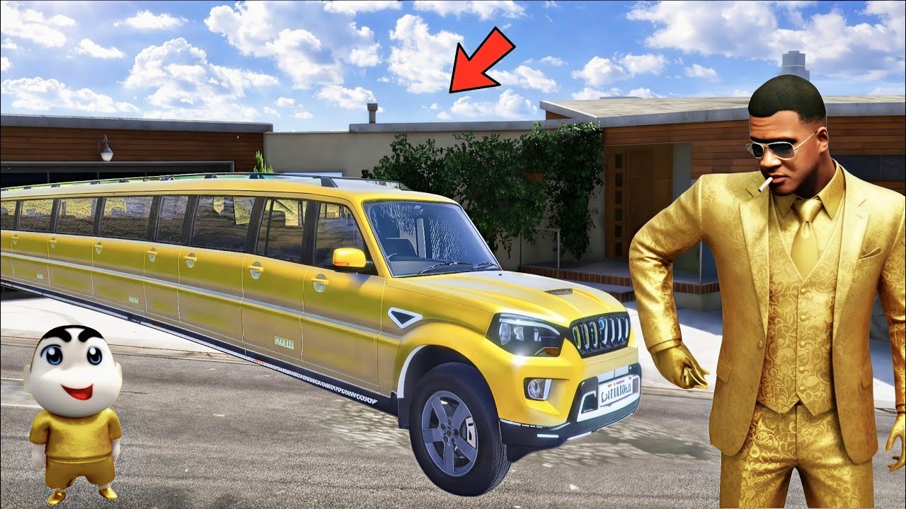 FRANKLIN AND SHINCHAN MAKE WORLD LONGEST GOLD SCORPIO CAR IN GTA 5