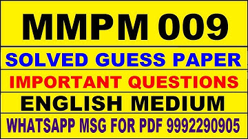 mmpm 9 guess paper in english | mmpm 9 important questions | mmpm 9 study material