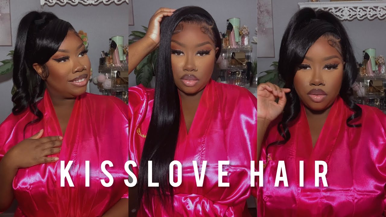 Установка и обзор парика Kinky Straight 360: боковой пробор и высокая прическа от KissLove Hair.