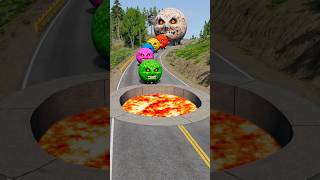 Big & Small Moon Cars vs Giant Lava Pit #2 - BeamNG.Drive