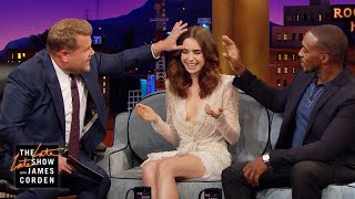 ⁣Lily Collins Gives Anthony Mackie & James Eyebrow Access