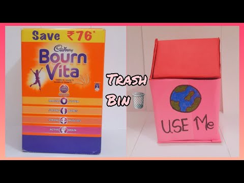Trash bin🗑/Easy to make/ Beautiful/ Best out of waste 😄