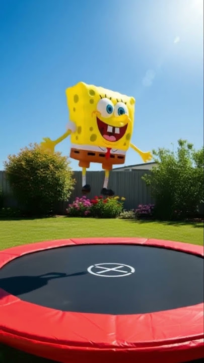 SpongeBob jumping on trampoline #spongebob #fyp #DreamScreenAI