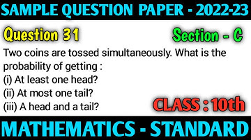 Question 31 | Sample paper 2023 class 10 CBSE | Maths standard | Sample paper 2022-23 question 31