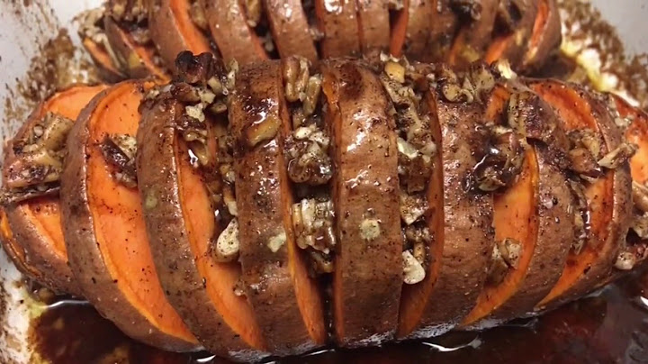Hasselback sweet potatoes with brown sugar and pecans