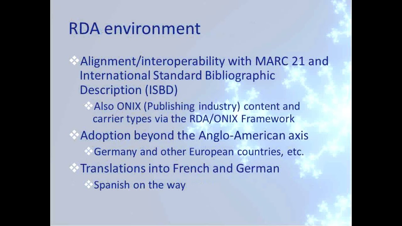 RSCtv Resource Description and Access (RDA) and Libraries YouTube