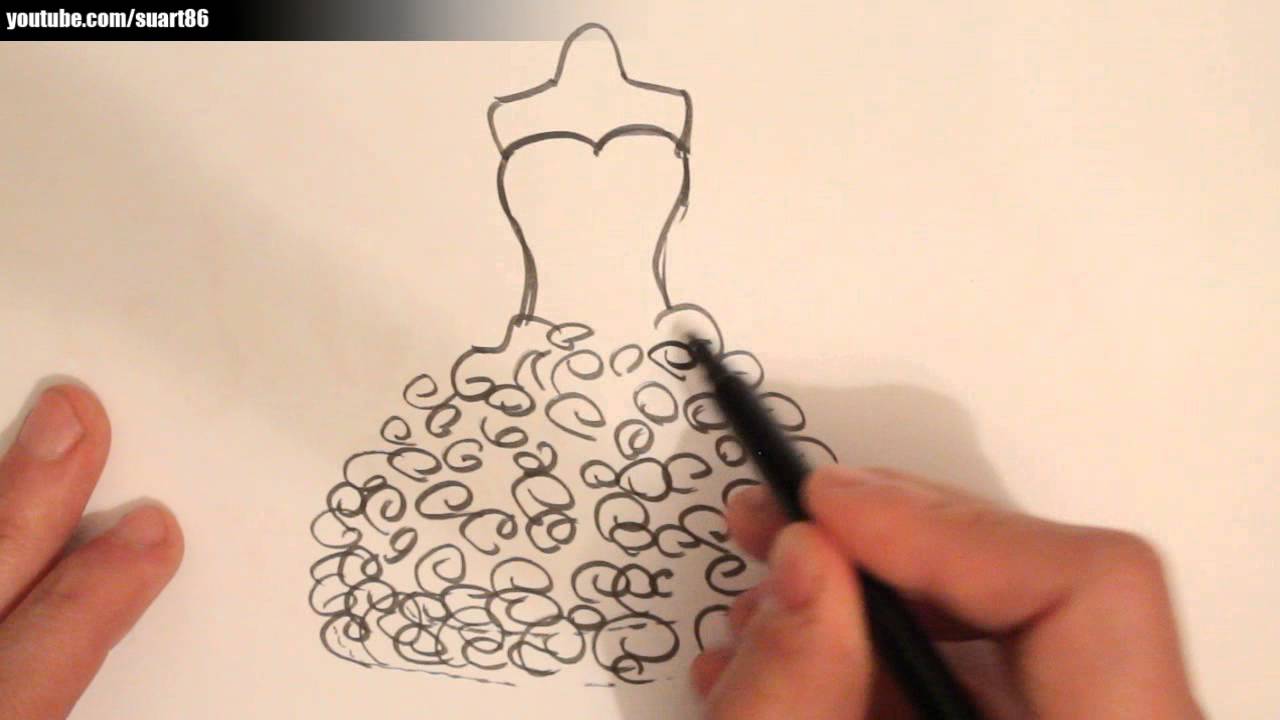 How To Draw A Wedding Dress Youtube