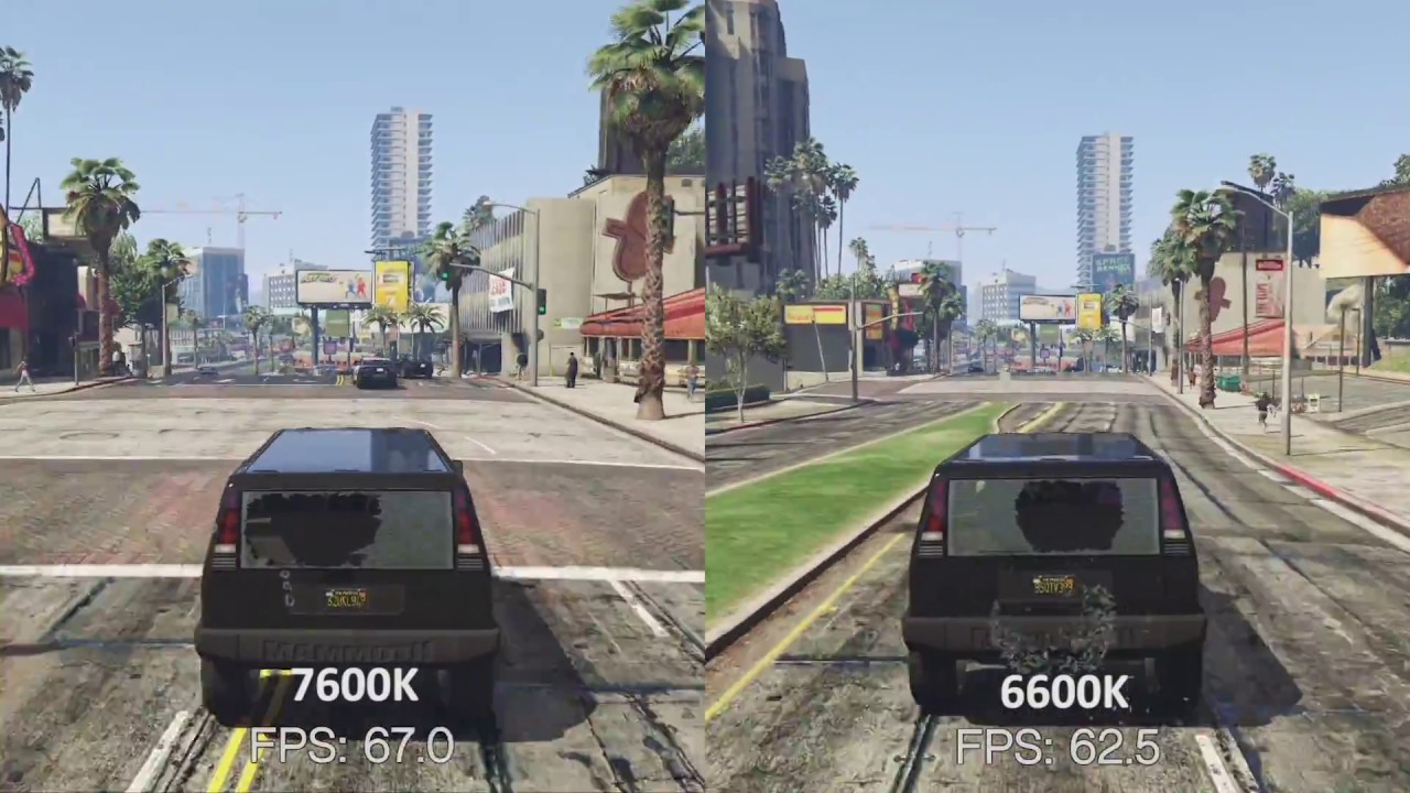 I5 7600k Kaby Lake Vs I5 6600k Sky Lake Gtav Benchmark Side By Side Comparison Youtube