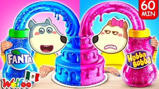 Pink VS Blue Cake Decorating Challenge | Funny Stories for Kids | Wolfoo Learn Spanish
