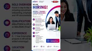 🚀 Kickstart your HR career with Adani Defence and Aerospace! #freshersjobs #placementteam
