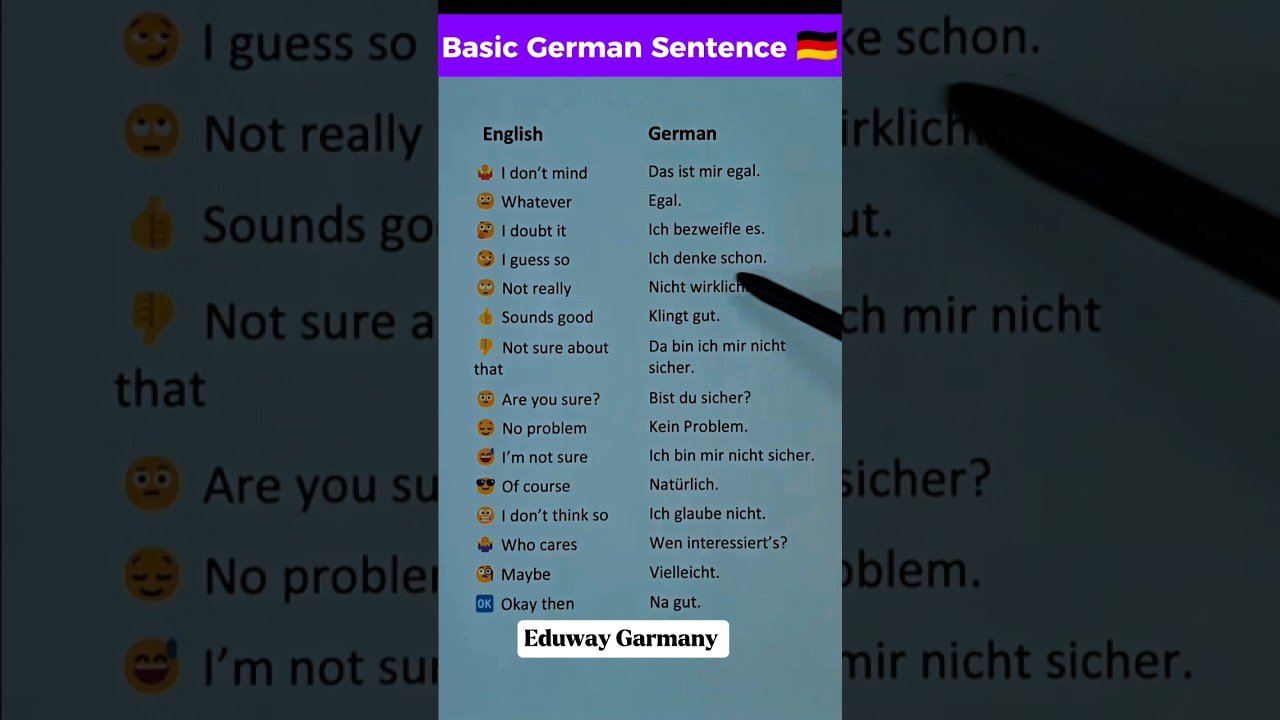 Basic German Sentence  🇩🇪 sentence  