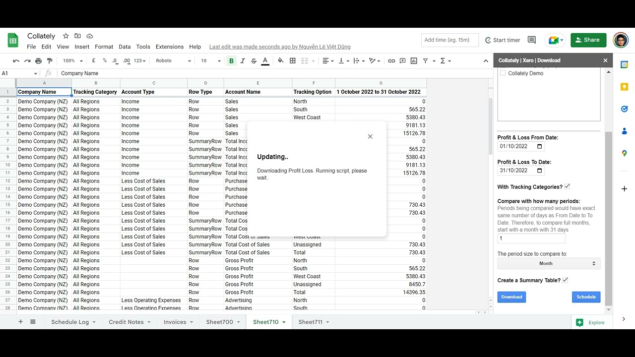 Collately Tutorial - Download P&L with tracking categories as columns ...