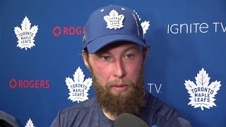 Jake muzzin addresses the media following thursday's practice.