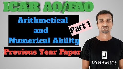 ICAR AO/FAO : Previous Year Arithmetical and Numerical Ability Paper | Part 1 |  #ICAR