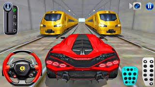 Supercar vs Golden Train Challenge in Tunnel | 3D Driving Class Gameplay | GaMiNg WiTh ArYaN screenshot 3