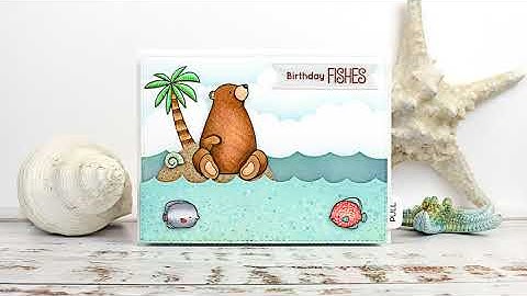 Clip of interactive fishing bear card