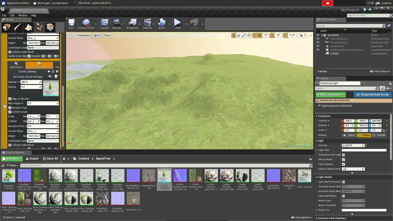 Speedtree on Community Unreal Engine 4 Editor on Linux - YouTube
