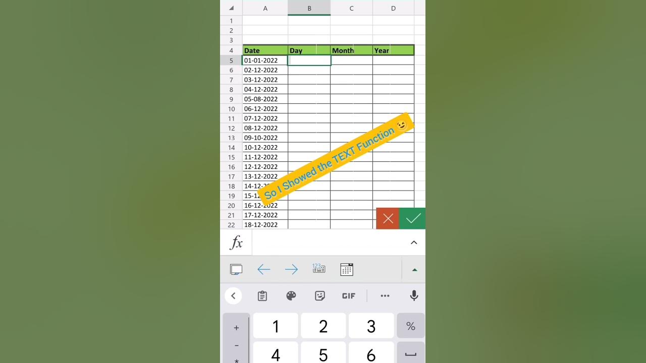 Text Function In Excel To Derive Day From Date exceltutorial shorts text-function-in-excel-to-derive-day-from-date-exceltutorial-shorts
