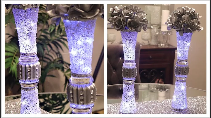 DIY Dollar Tree Crushed Glass Glam Vase/Candle Holder  | DIY Dollar Tree Wedding Decor