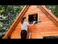 TIMELAPSE - Tiny OFF GRID CABIN Build In 20 Minutes By Young Couple