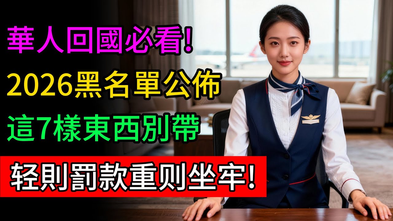 華人回國必看!2026回國入境黑名單公佈，這7樣東西給多少錢也別帶，輕則罰款重則坐牢!#科普 #入境 #中國 #行李