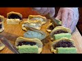 地瓜乳酪和果子,虎珍堂地瓜糕點-虎月燒製作/Japanese Pancake - Dorayaki with Matcha Custard Making -台灣街頭美食-台灣傳統美食