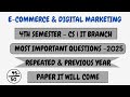 E Commerce and Digital Marketing Important Questions 2025 | Polytechnic 4th sem CS IT