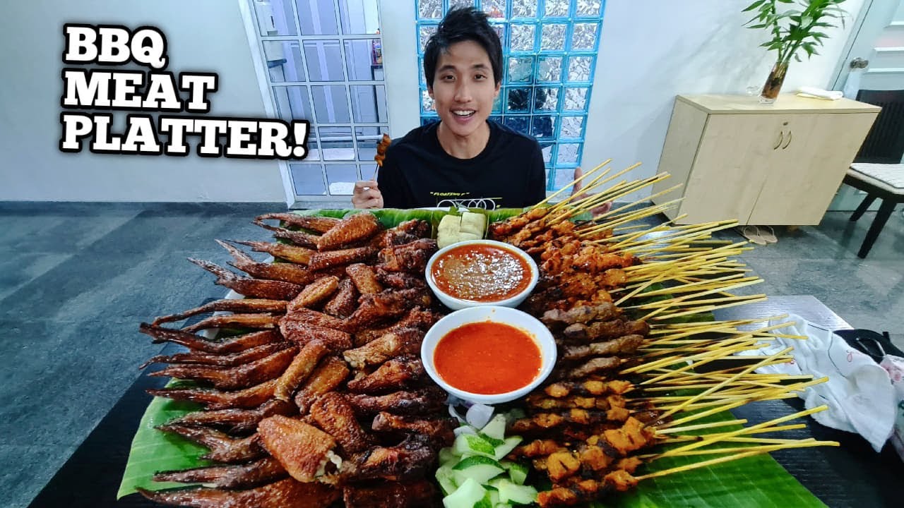 Ultimate BBQ Meat Platter!   Supporting Local Singapore!   BBQ Wings and Satay Mukbang!