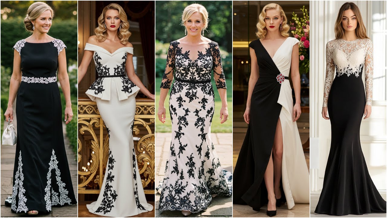 Chic Black and White Mother of The Bride Dresses for Weddings Chic Black and White Mother of The Bride Dresses for Weddings