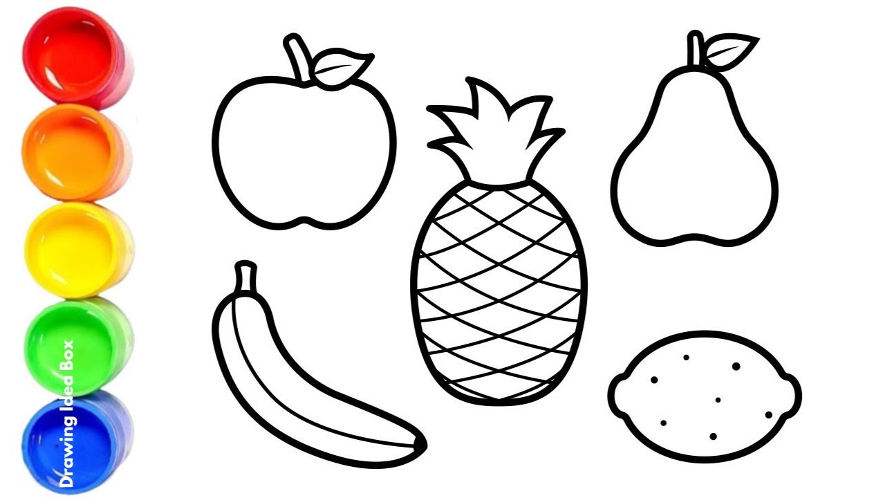 🍎🍍🍌🍋🍐 Learn Colors with Fruits – Draw Apple, Pineapple, Banana, Lemon & Pear 🎨🦈 Baby Shark Song| Yup