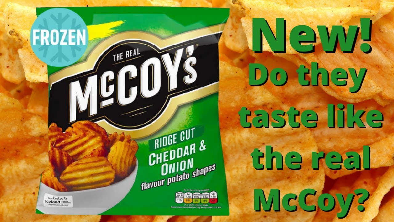 *NEW* ICELAND McCOY'S RIDGE CUT CHEDDAR AND ONION POTATO SHAPES