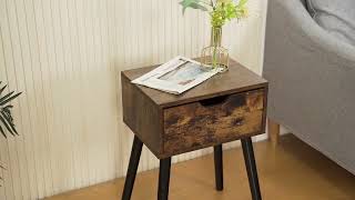 Jaxpety Rustic Nightstands Bed Side Table for Bedroom with Solid Wood Legs Set of 2