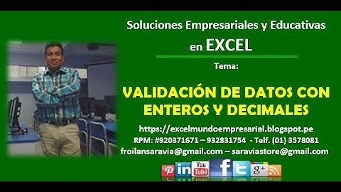 validación de datos en excel 2013 - Entero y Decimal - Por: Froilán Saravia - Grusatec